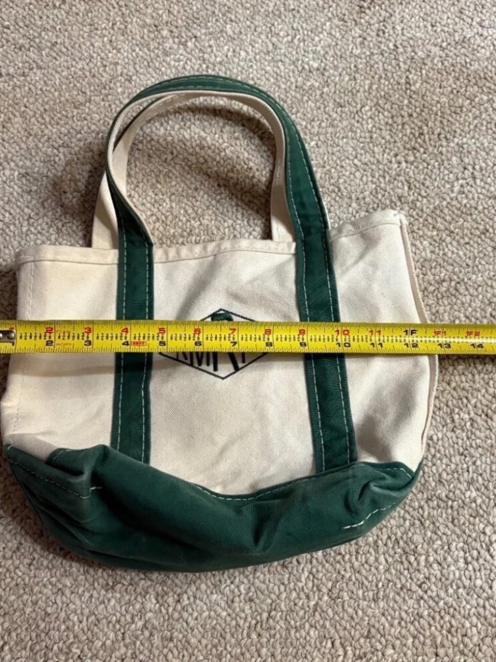 Vintage L.L.Bean Boat & Tote Small Canvas Bag Made in USA Forest Green Preppy - Picture 10 of 11